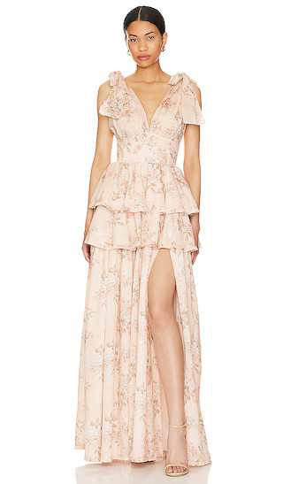 Maile Gown in Peach Tapestry | Revolve Clothing (Global)