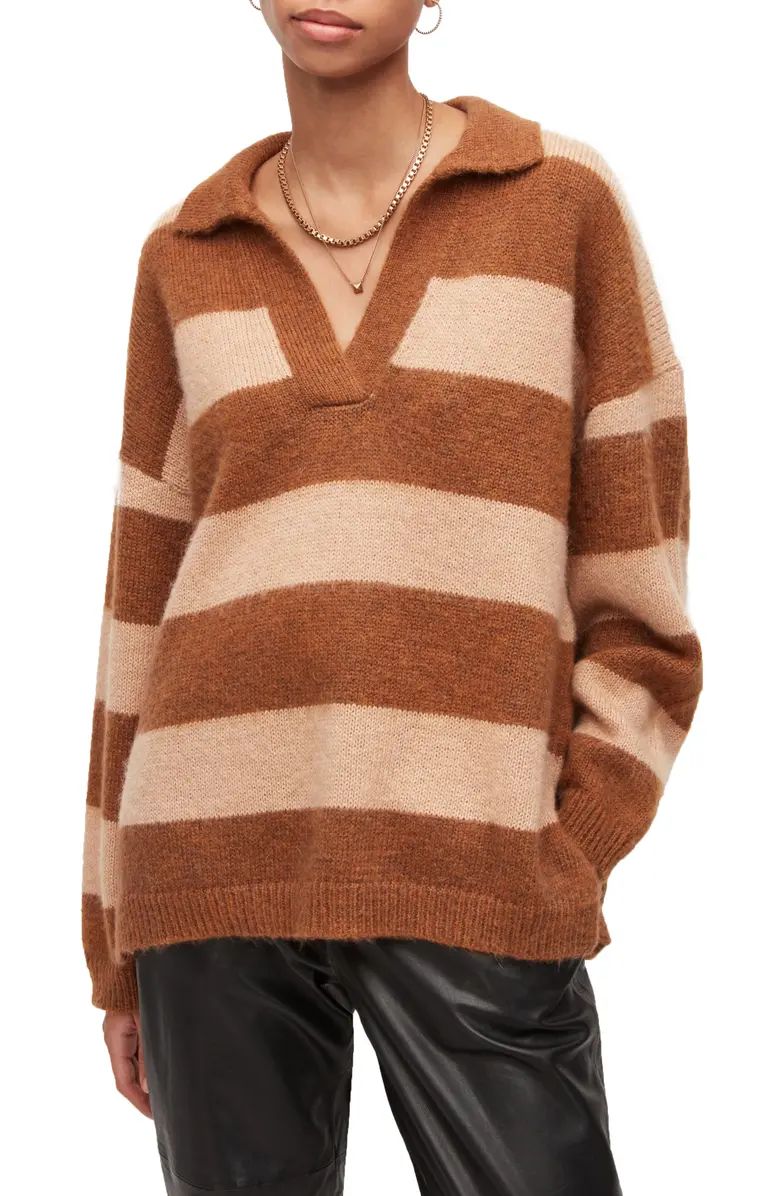 Lou Stripe Oversize Polo Sweater | Nordstrom