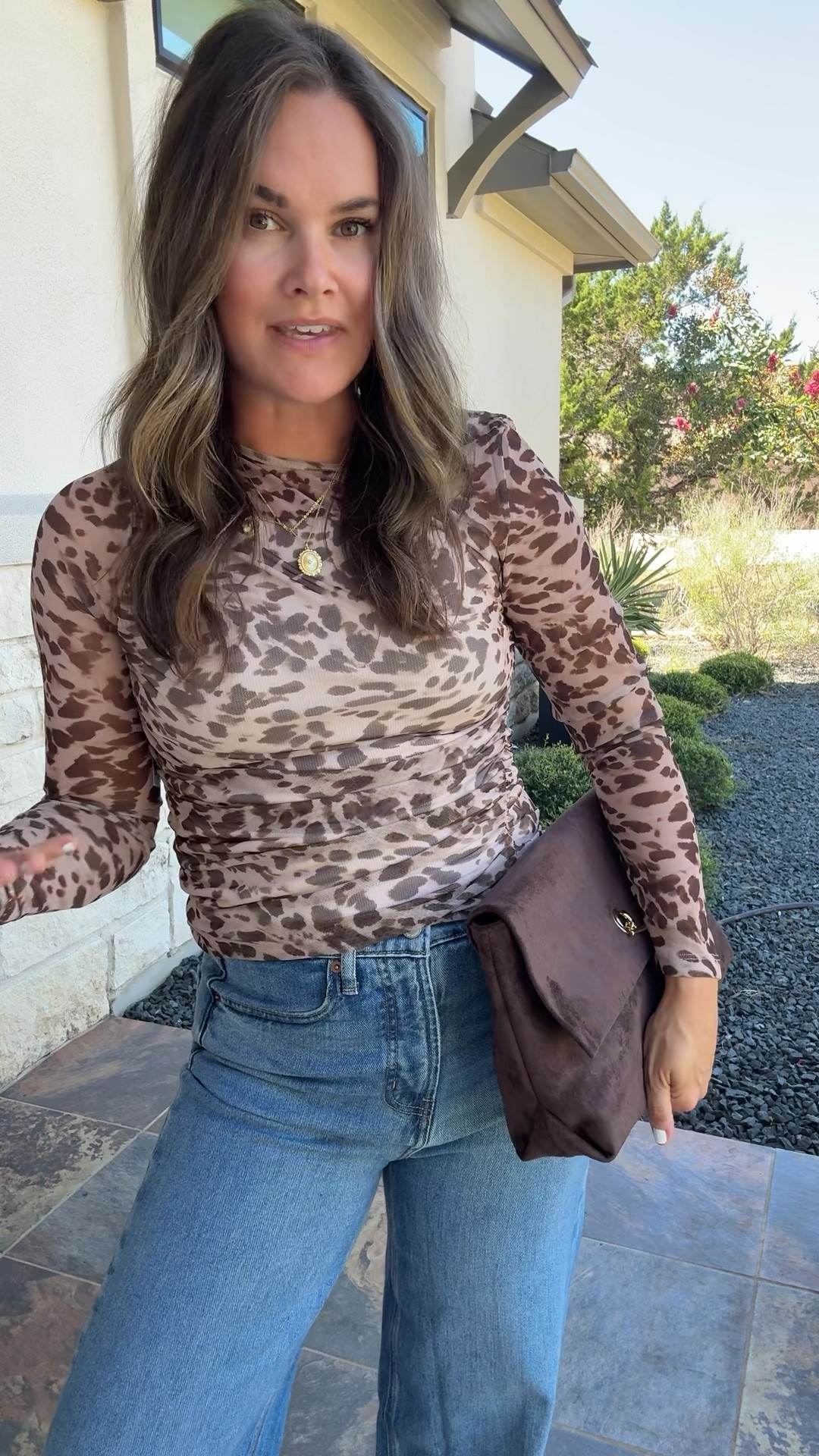 The perfect outfit for a fall date night or girls night out! 😍 I’m obsessed with this sheer leopard top. Adding this brown suede bag brings the whole look together.

#LTKootd #LTKSaleAlert #LTKSeasonal