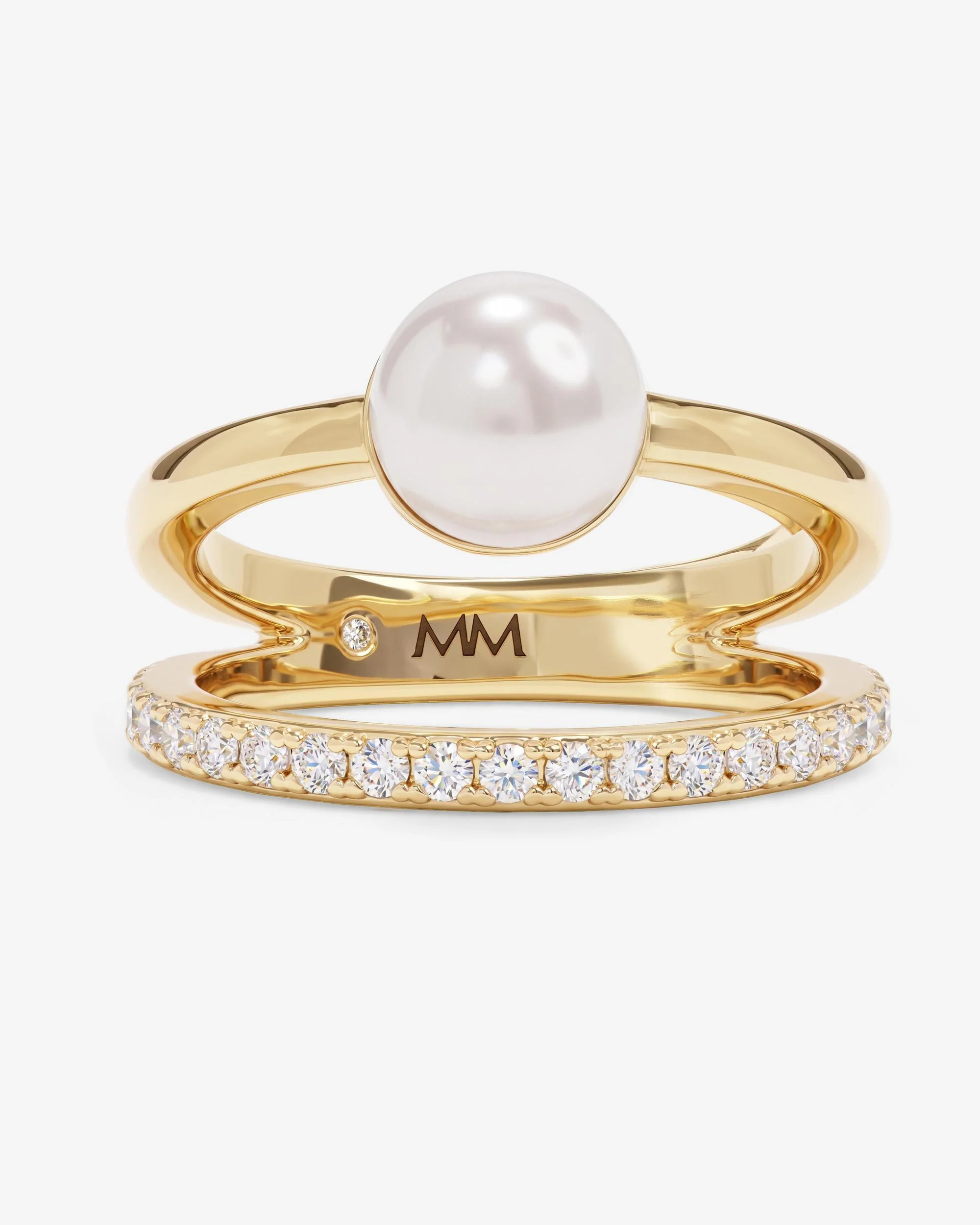 Perfect Pearl Stacked Ring - Gold | Melinda Maria Jewelry
