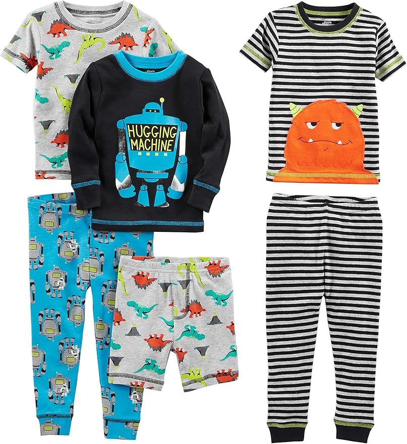 Simple Joys by Carter's Babies, Toddlers, and Boys' 6-Piece Snug-Fit Cotton Pajama Set | Amazon (US)
