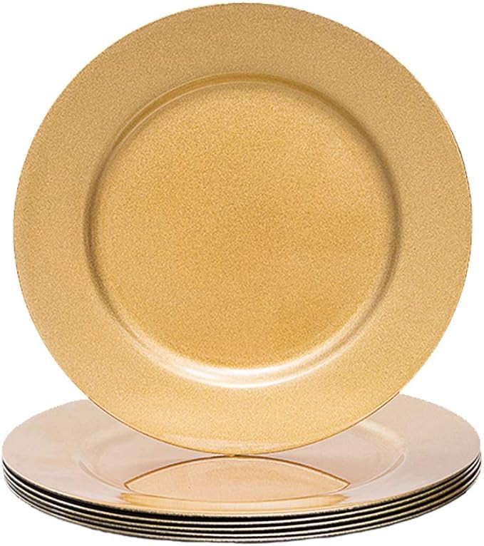 MAONAME Gold Charger Plates, 13-Inch Dinner Chargers, Round Plastic Plate Chargers for Wedding, E... | Amazon (US)