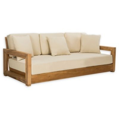 Safavieh Montford Teak 3-Seat Sofa | Bed Bath & Beyond | Bed Bath & Beyond