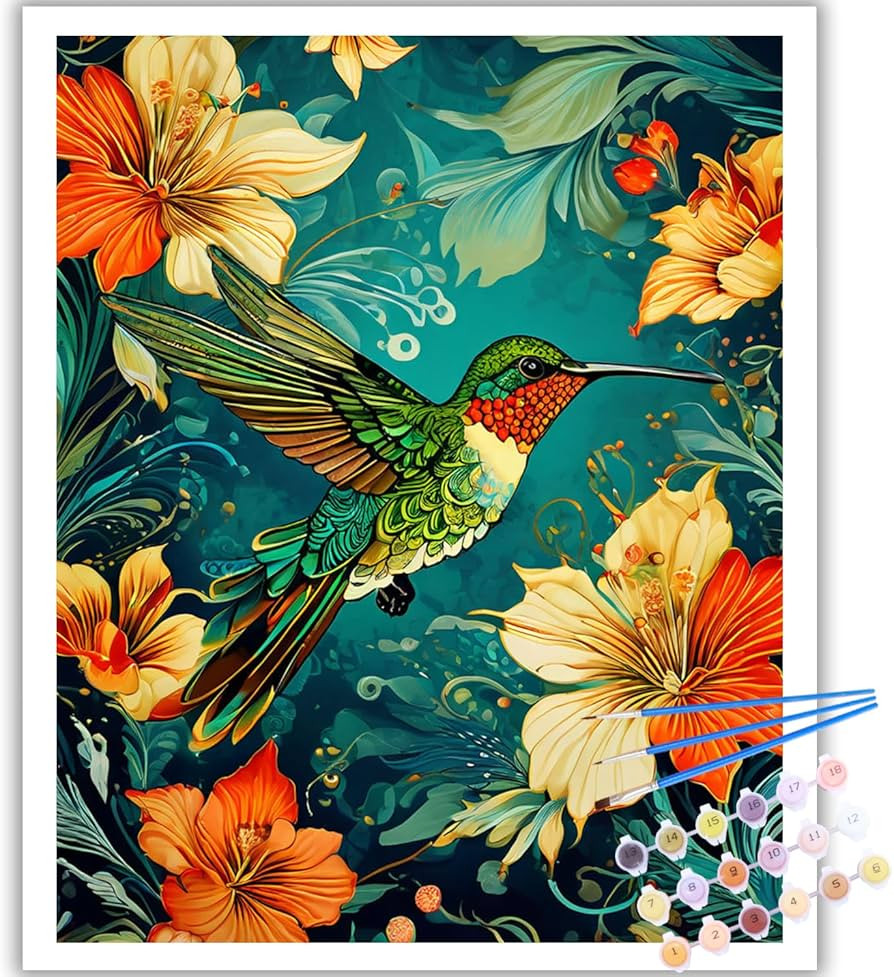 Reivworl Hummingbird Paint by Numbers Kit for Adults, Hummingbird Adults Paint by Number Kits, Ac... | Amazon (US)