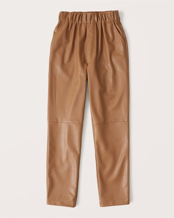 Vegan Leather Ankle Taper Pants | Abercrombie & Fitch (US)