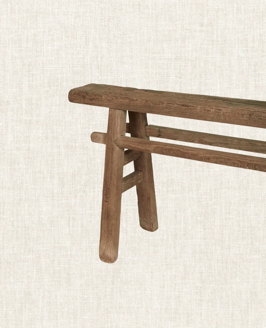 Vintage Elm Wood Bench from China | Olive Ateliers