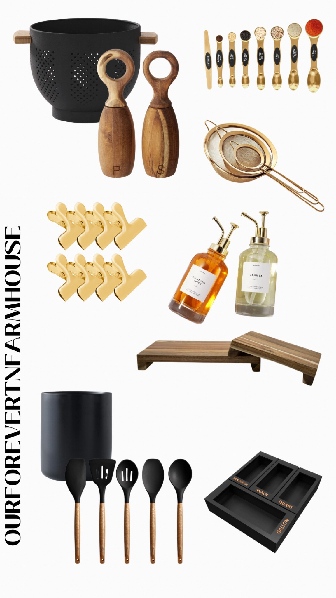 Kitchen gadgets I love! Warm wood, rich golds, and striking black. 

#LTKhome