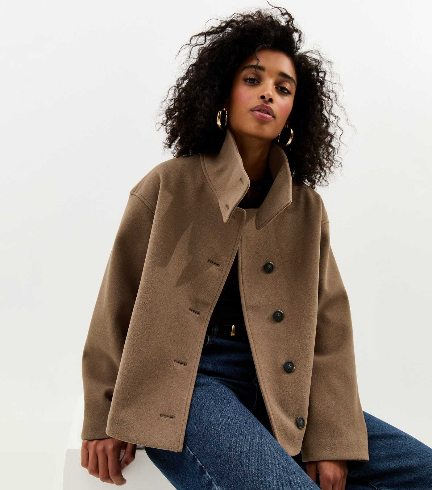 Mink Relaxed Funnel Neck Jacket | New Look | New Look (UK)