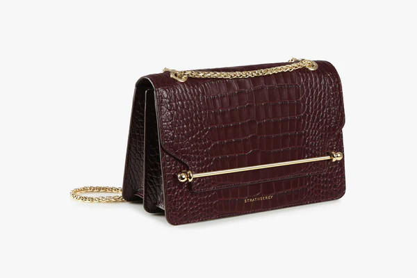 East/West - Croc-Embossed Leather Burgundy | Strathberry