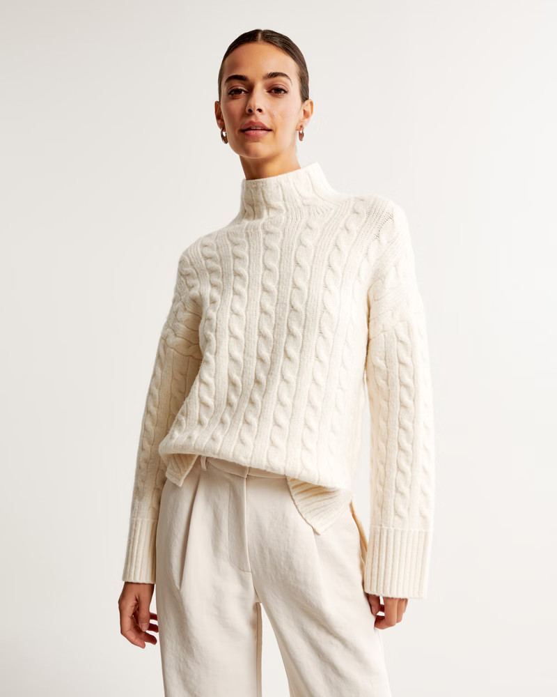 Cable Easy Funnel Neck Sweater | Abercrombie & Fitch (US)