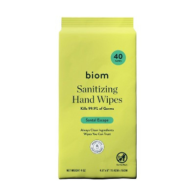 Biom Mini Biodegradable Refillable Hand Sanitizing Wipes - Santal Escape - 40ct | Target