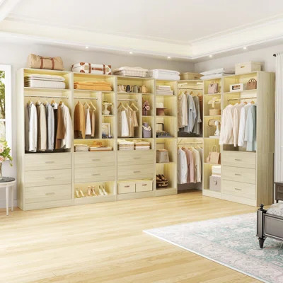 87.2" L X 87.2" W X 80" H Corner Closet System,Freestanding Closet Organizer System With 10 Drawers & 12 Shelves | Wayfair North America