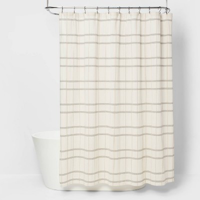 Woven Modern Plaid Shower Curtain Ivory - Threshold™: Cotton Fabric, Dobby Weave, Machine Washable | Target