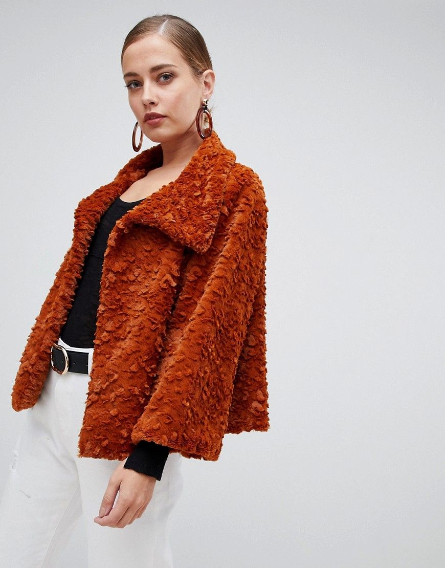 Jayley Luxurious Curly Fur Jacket - Copper | ASOS US