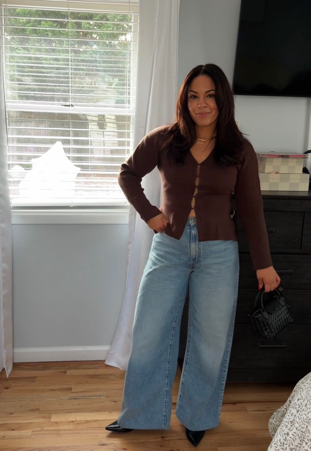 Amazon v neck sweater blazer peplum style in brown wearing it in small 

#LTKPetite #LTKootd #LTKFindsUnder50