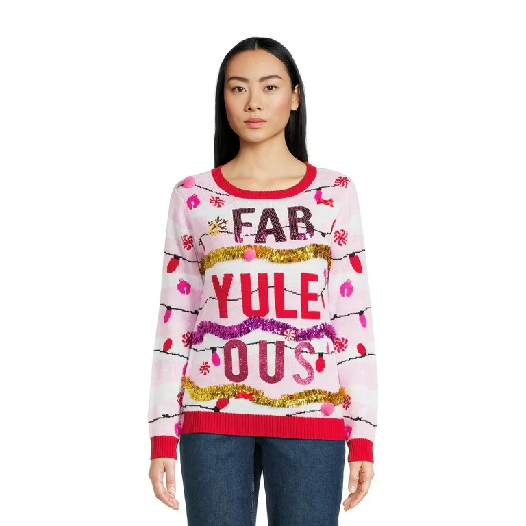 No Boundaries Juniors Christmas Sweater, Midweight, Sizes XS-XXXL | Walmart (US)