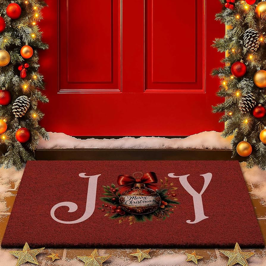 Lanpn Christmas Welcome Natural Coir Door Mat, Christmas Ball Large Coco Front Door Outdoor Doorm... | Amazon (US)