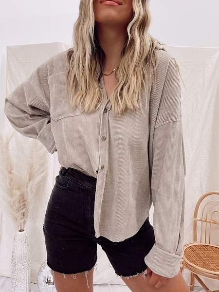 Mocha Corduroy Button Up | Lane 201 Boutique