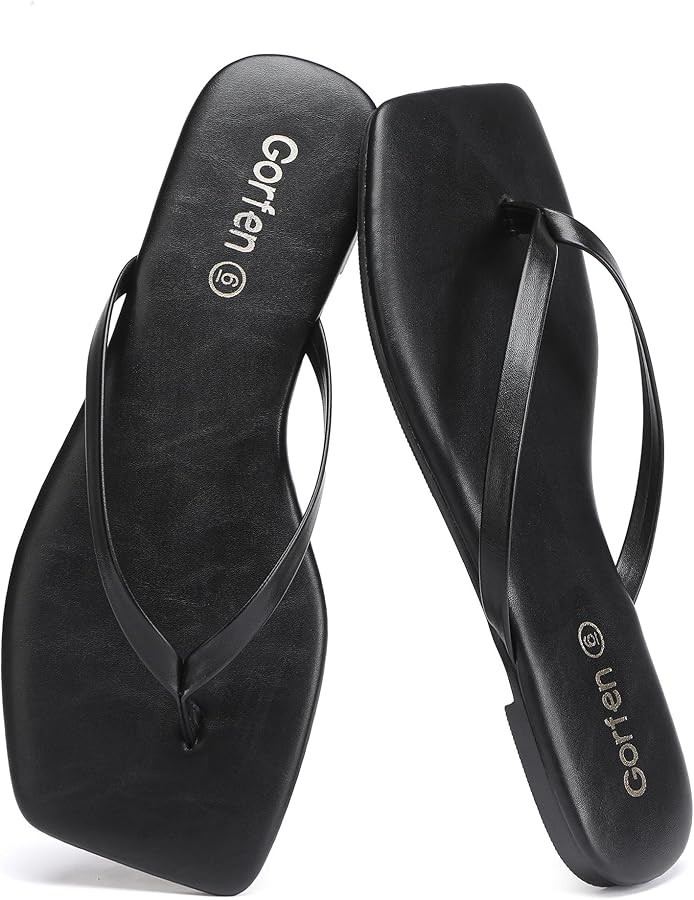 Flip Flops for Women Comfortable Square Toe Casual Beach Sandals Summer Outdoor and Everyday Wear | Amazon (US)