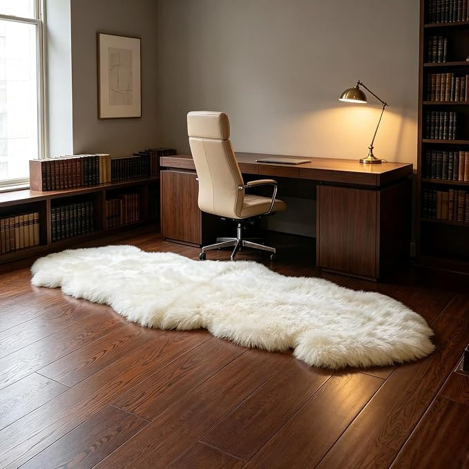 Genuine Sheepskin Rug Luxury Beauty Home Decor Wool Rug|2 * 6 FT | Cream White Sheep Skin Long Ru... | Amazon (US)