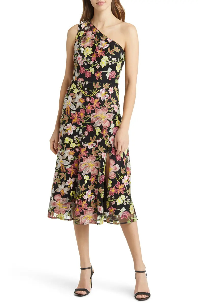 Sephia Embroidered Floral One-Shoulder Dress | Nordstrom