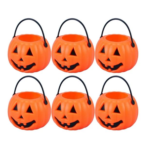 8pcs Halloween Portable Pumpkin Bucket Children Trick or Treat Pumpkin Candy Pail Holder | Walmart (US)