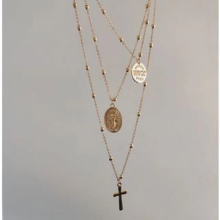 Cross & Coin Layered Necklace As Shown In Figure - One Size | YesStyle Global