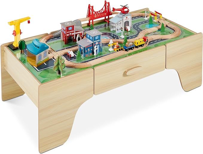 Best Choice Products 35-Piece Train Table, Large Multipurpose Wooden Toy Activity Playset for Chi... | Amazon (US)