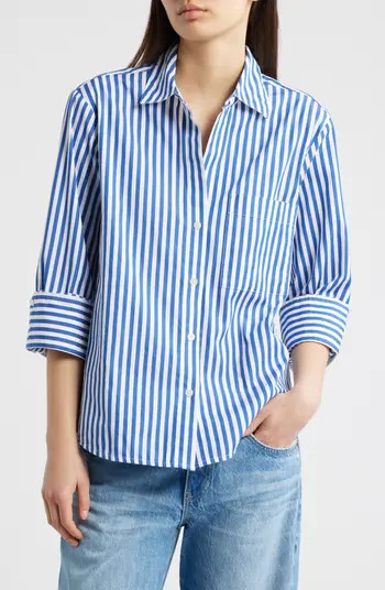 Madewell The Signature Y-Neck Shirt in Poplin | Nordstrom | Nordstrom