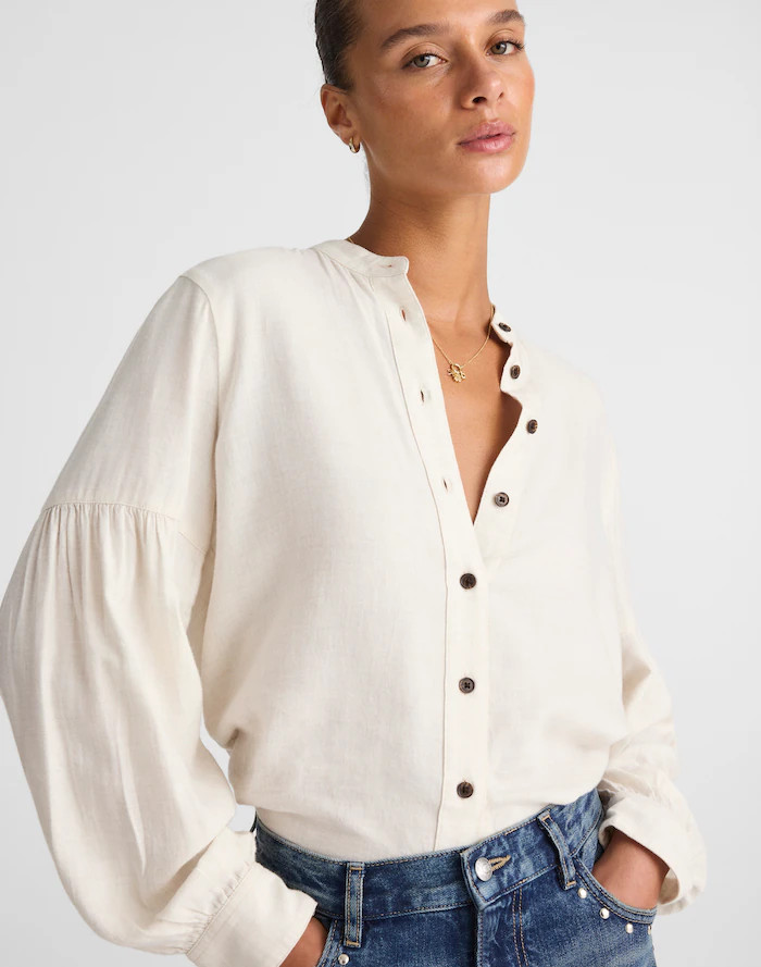 Stand-Collar Button-Up Shirt in Flannel | Madewell
