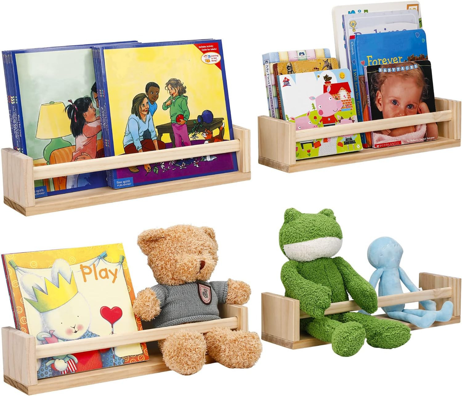 HAPOO Floating Shelves for Kids Room Wood Kids Bookshelf Nursery Book Shelves Two-Ways Mounting B... | Amazon (US)