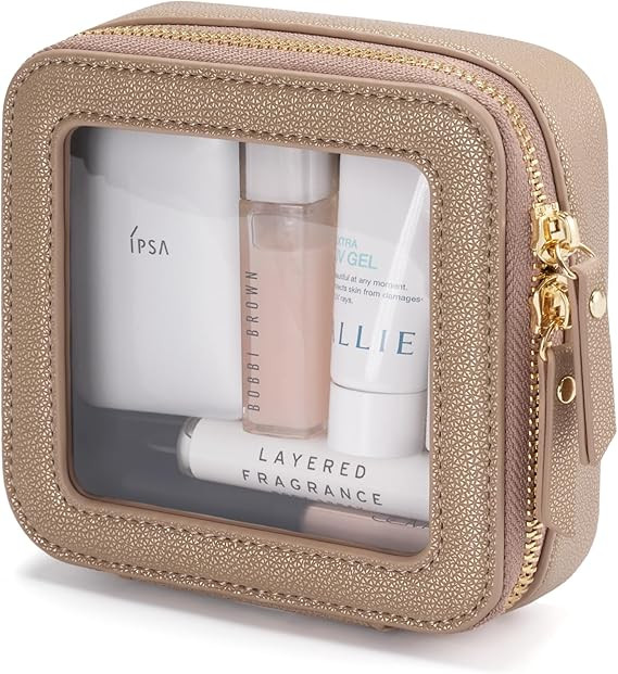 Popvibe Clear Makeup Bag Travel Cosmetic Case Transparent Toiletry Bag with Zipper, Portable Make... | Amazon (US)