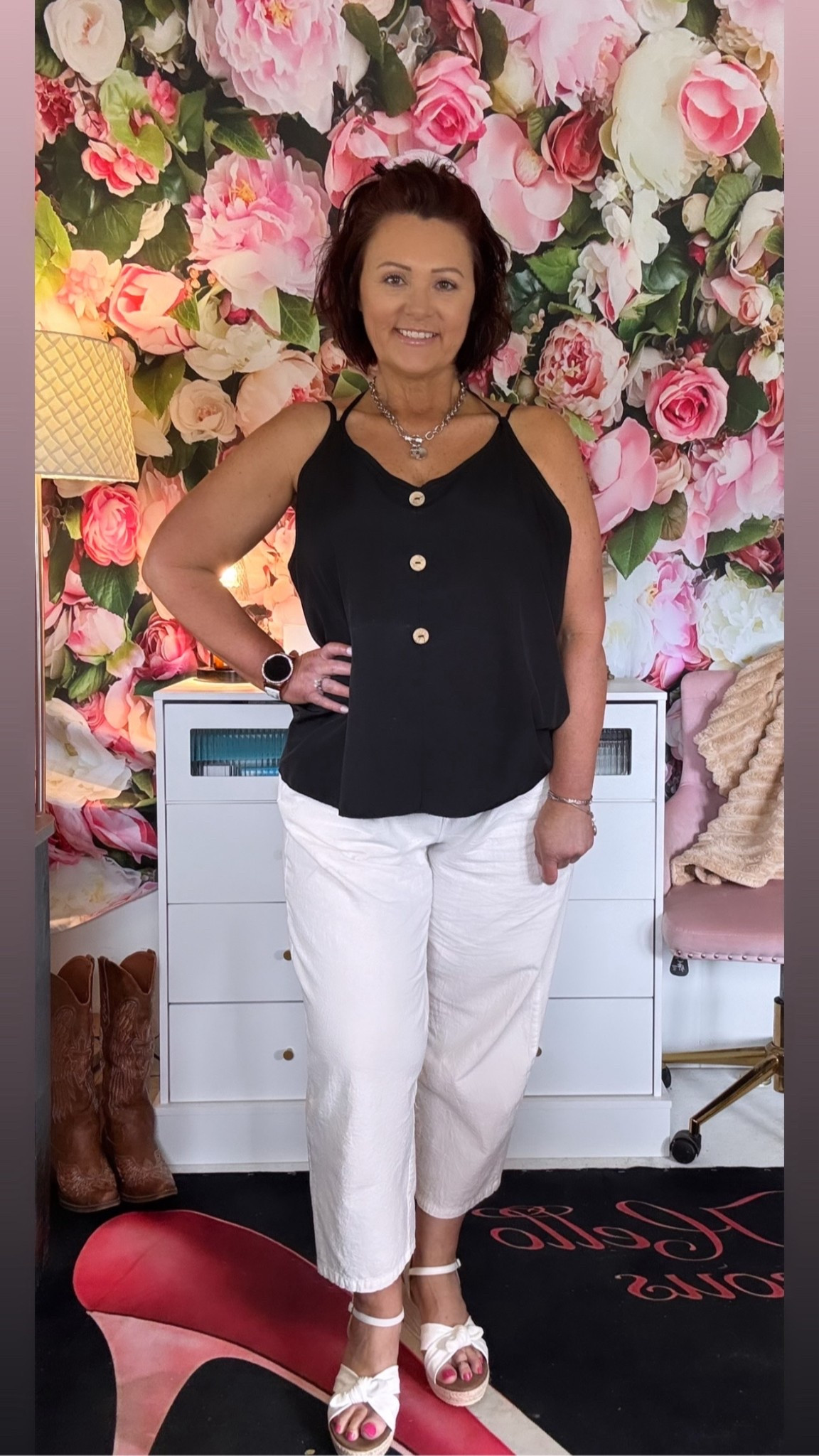 Effortless… but make it powerful. 🤍

This is what I throw on when I want to feel put together without overthinking it—and still walk like I’ve got things handled 💁🏻‍♀️

Couldn’t find my exact top (of course 🙄), but I linked a couple that give the same flowy, flattering vibe.
These white pants? A staple. The wedges? All-day comfortable. The necklace? Just enough to finish it off ✨

Simple pieces. Strong energy. That’s the vibe.

Because we’re not dressing to impress…
we’re dressing like we already know who we are 💕

#LTKOver40 #LTKootd #LTKMothersDay
