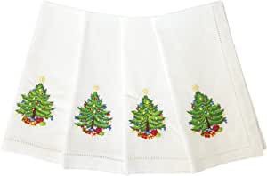 Amazon.com: HCRAFT Embroidered Cotton Table Napkin, Cloth Napkins Set of 4 17"x17" Christmas Tree... | Amazon (US)