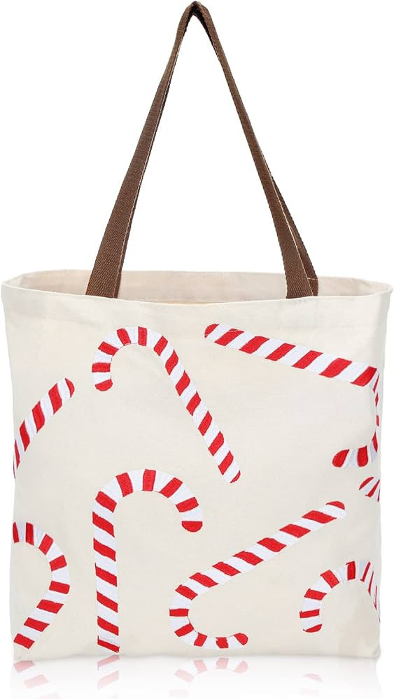 Frienda Christmas Canvas Tote Bag Reusable Shopping Bag Large Xmas Multipurpose Grocery Bag Casua... | Amazon (US)