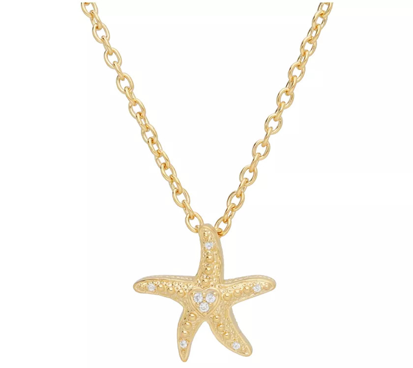 Goddaughters 14K Gold Clad White Sapphire Starfish Necklace - QVC.com | QVC