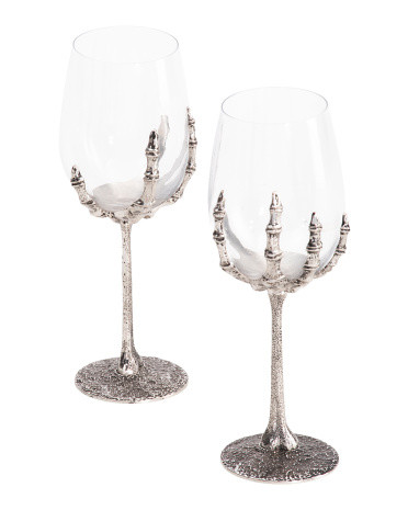 2pk Skeleton Hand Wine Glasses | TJ Maxx