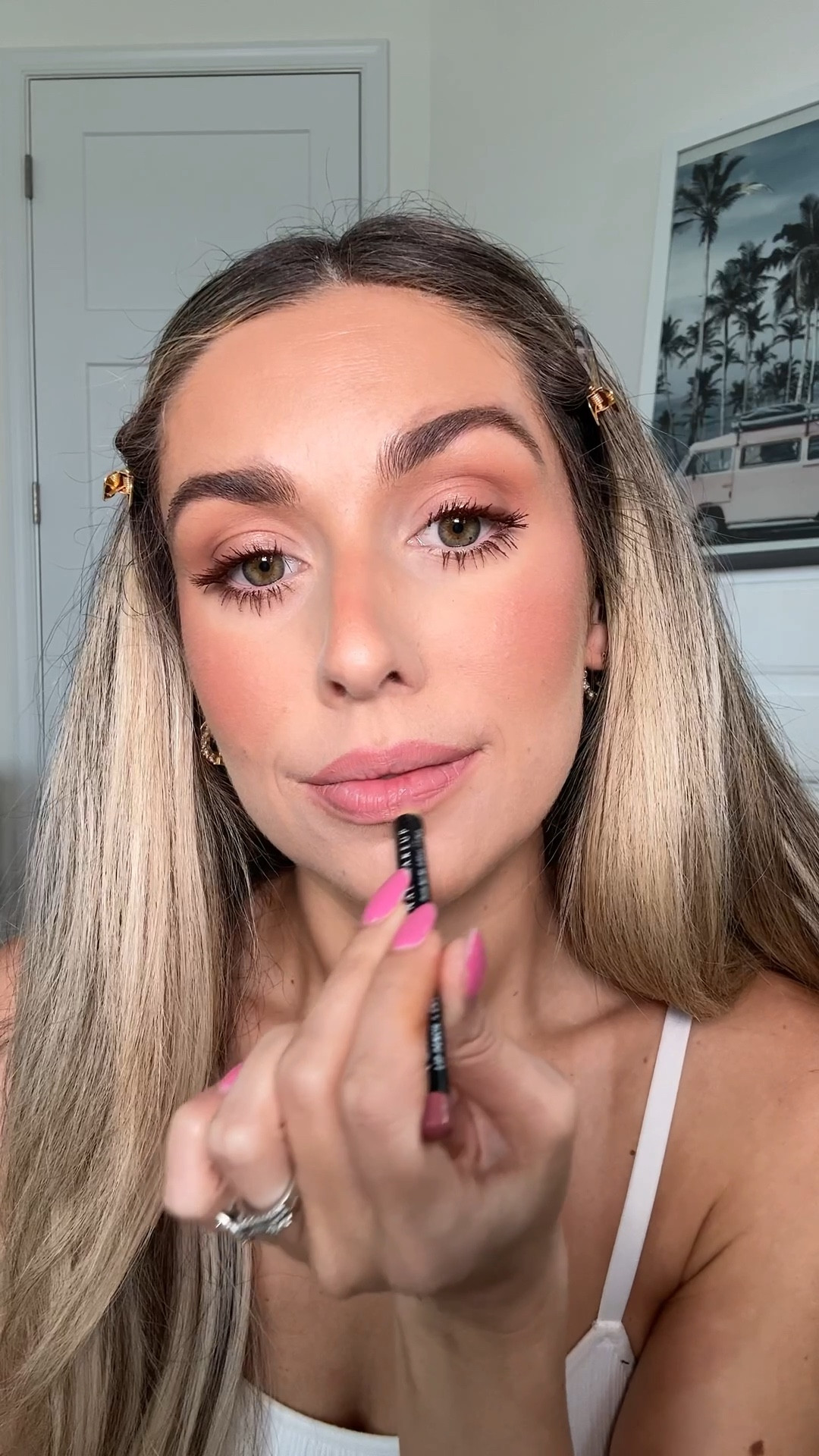 Pinky nude lip combo: 
+ NYX lip pencil in peekaboo neutral 
+ MAC lipstick in cream cup 
+ Milani lipgloss in luminoso 

#LTKFindsUnder50 #LTKStyleTip #LTKBeauty