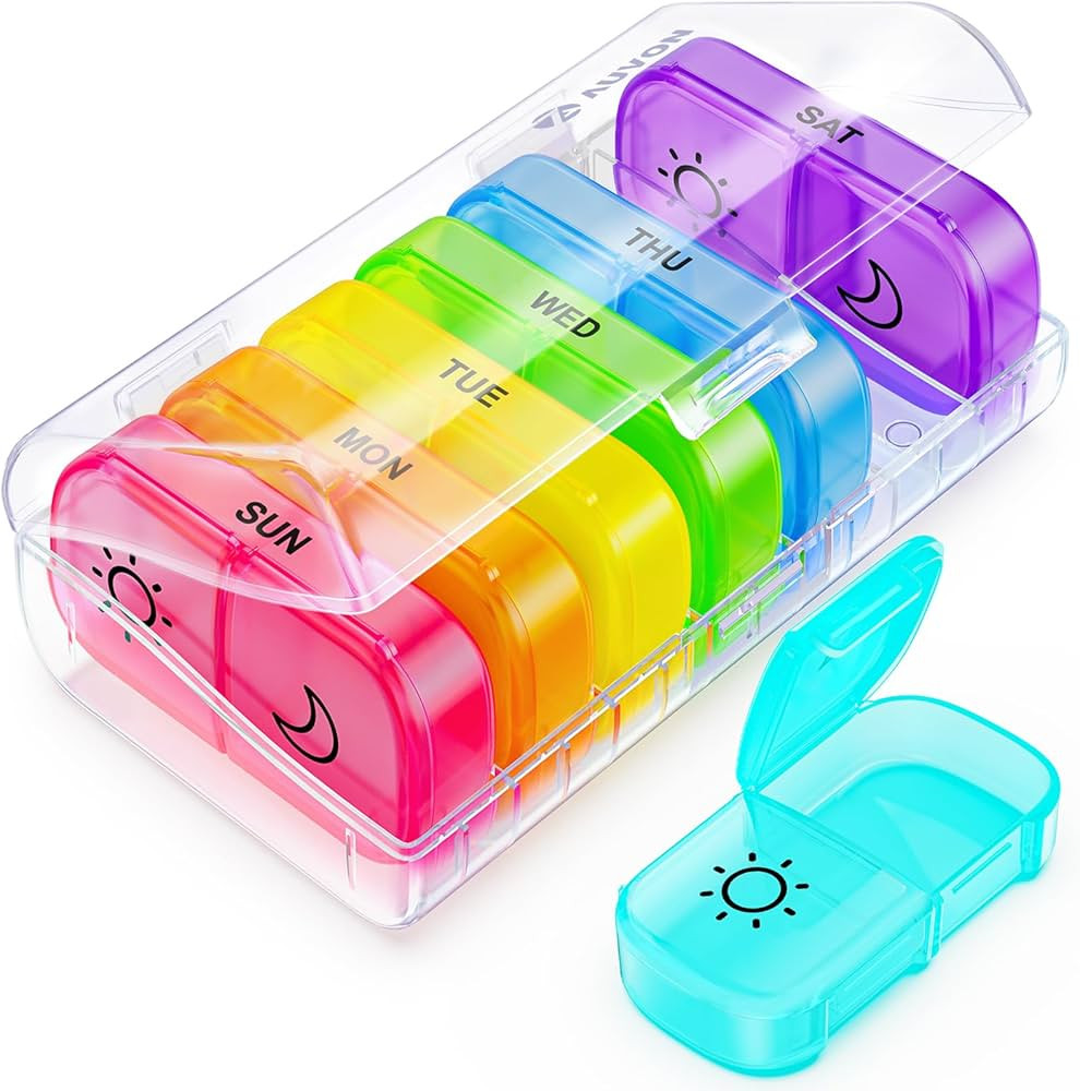 AUVON XL Weekly Pill Organizer 2 Times a Day with One-Side Large Opening for Easy Filling, AM PM ... | Amazon (US)