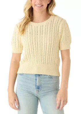 Pink Rose Women's Short Puff Sleeve Sweater | Belk