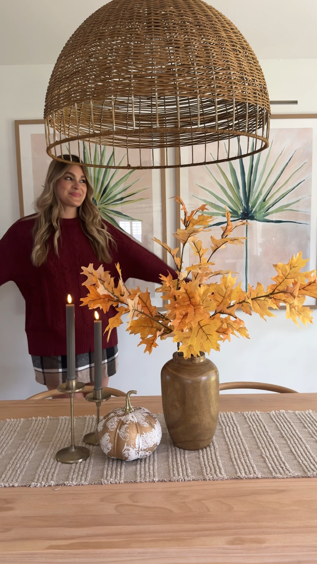 
Need an easy everyday fall centerpiece idea? 🍂This simple tablescape is neutral, effortless, and perfect for the season. #falldiningtable #fallcenterpieceidea 

#LTKSeasonal #LTKFindsUnder50 #LTKHome