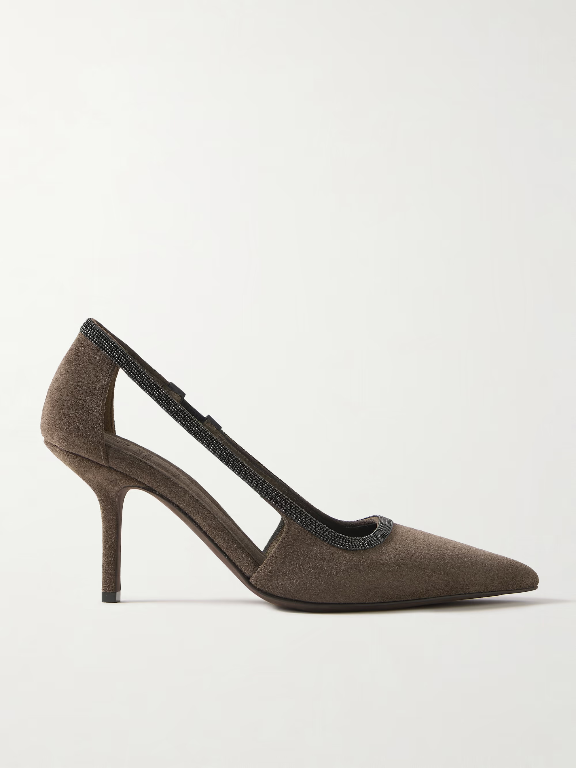 Cutout bead-embellished suede pumps | NET-A-PORTER (US)
