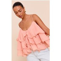 Peach Chiffon Layered Puffball Top | PrettyLittleThing US