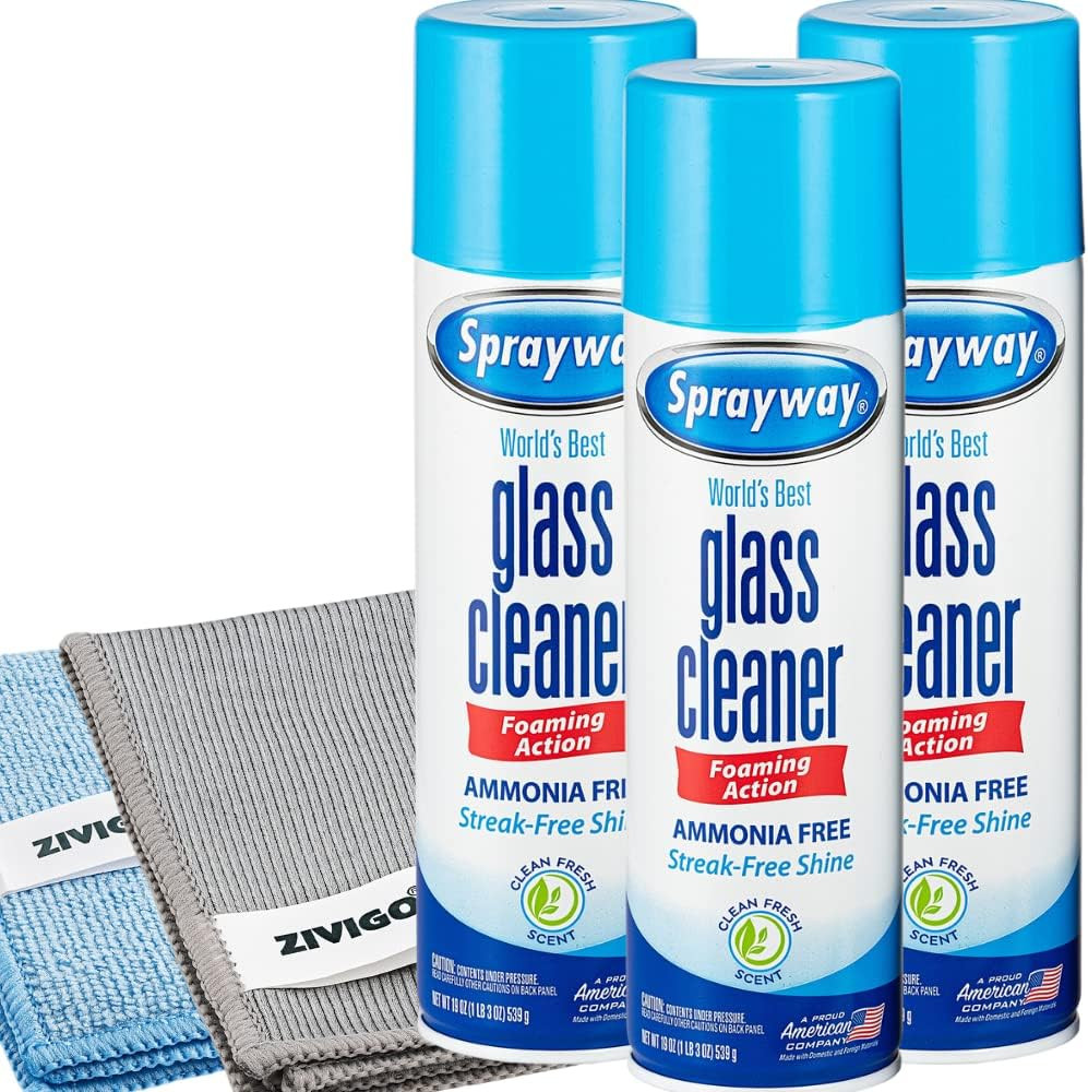 Sprayway Glass Cleaner, Foam Action, 19 Fl Oz, 3 Pack, Bundled With 2 Microfiber Cleaning Cloths, | Amazon (US)