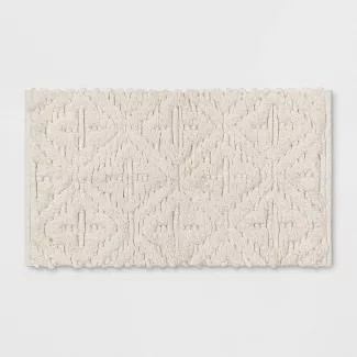 Textured Diamond Shag Bath Rug Cream - Opalhouse™ | Target
