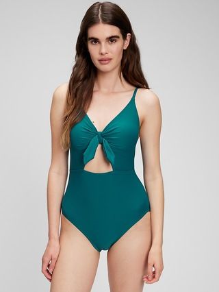 Recycled Bunny-Tie Cutout One-Piece Swimsuit | Gap (US)