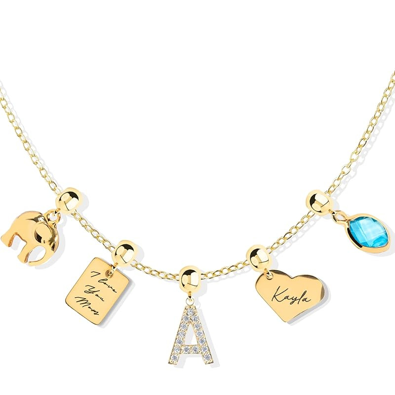 Custom Beaded Charm Necklace Design Your Own Handmade Jewelry, Personalized Friendship Necklace, ... | Amazon (US)