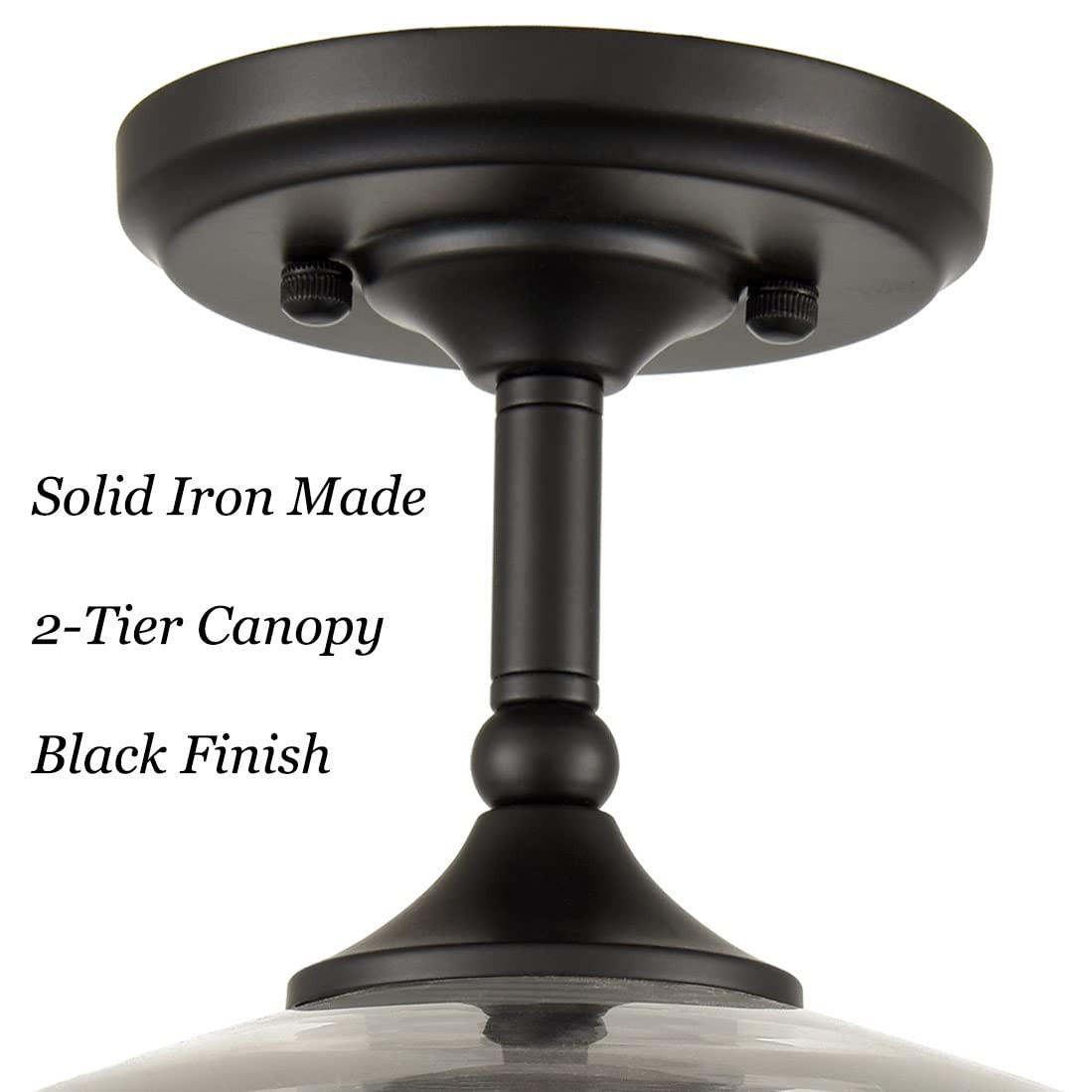 DIRYZON Industrial Semi Flush Mount Ceiling Light Black Hallway Light Fixtures Ceiling Clear Glas... | Amazon (US)