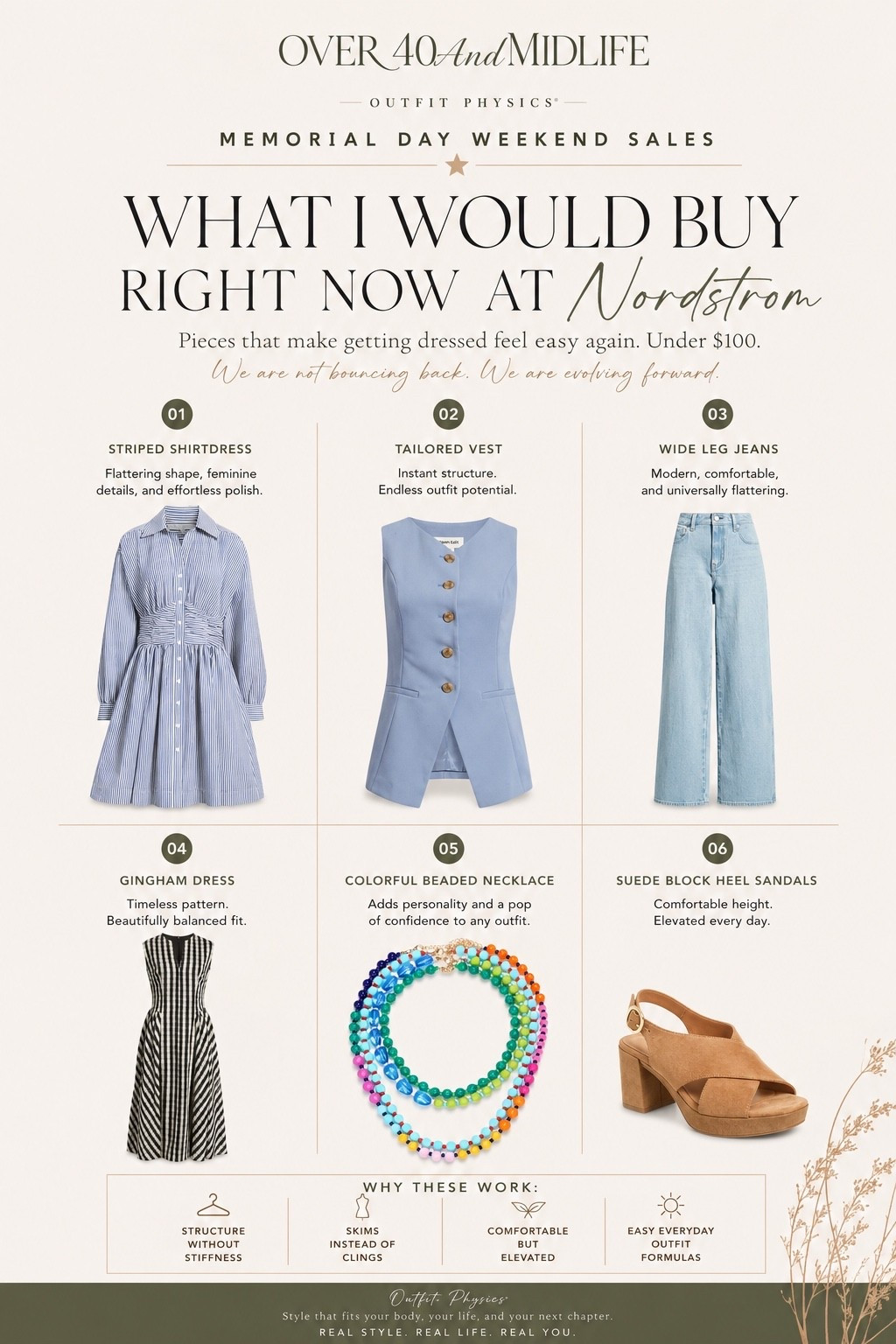 ✨Tap the bell, save and ❤️ for over 40 fashion, midlife style, midsize fashion and luxury looks for less. 

Memorial Day sales are everywhere…
but these are the Nordstrom pieces I’d genuinely buy right now as a midlife woman. 🤍

Not because they’re trendy.
Because they create shape, balance, polish, and confidence without feeling uncomfortable.

✔️ dresses that skim instead of cling
✔️ denim with structure and movement
✔️ elevated pieces that instantly pull outfits together
✔️ comfortable shoes that still feel chic
✔️ effortless Outfit Physics built into every piece

The older I get, the less I care about chasing trends…
and the more I care about how clothes actually make me FEEL.

Comfortable. Polished. Feminine. Confident.

We are not bouncing back.
We are evolving forward.

Follow alongside @over40andmidlife for more elevated midlife style, quiet luxury finds, and outfit formulas that actually work for real women. ✨

👑"Helping you look good, feel good!" - Lindsey Denver

#LTKOver40 #LTKMidsize #LTKPlusSize