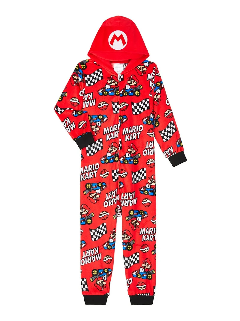 Super Mario Boys Hooded Union Suit Pajama, Sizes 4-12 | Walmart (US)